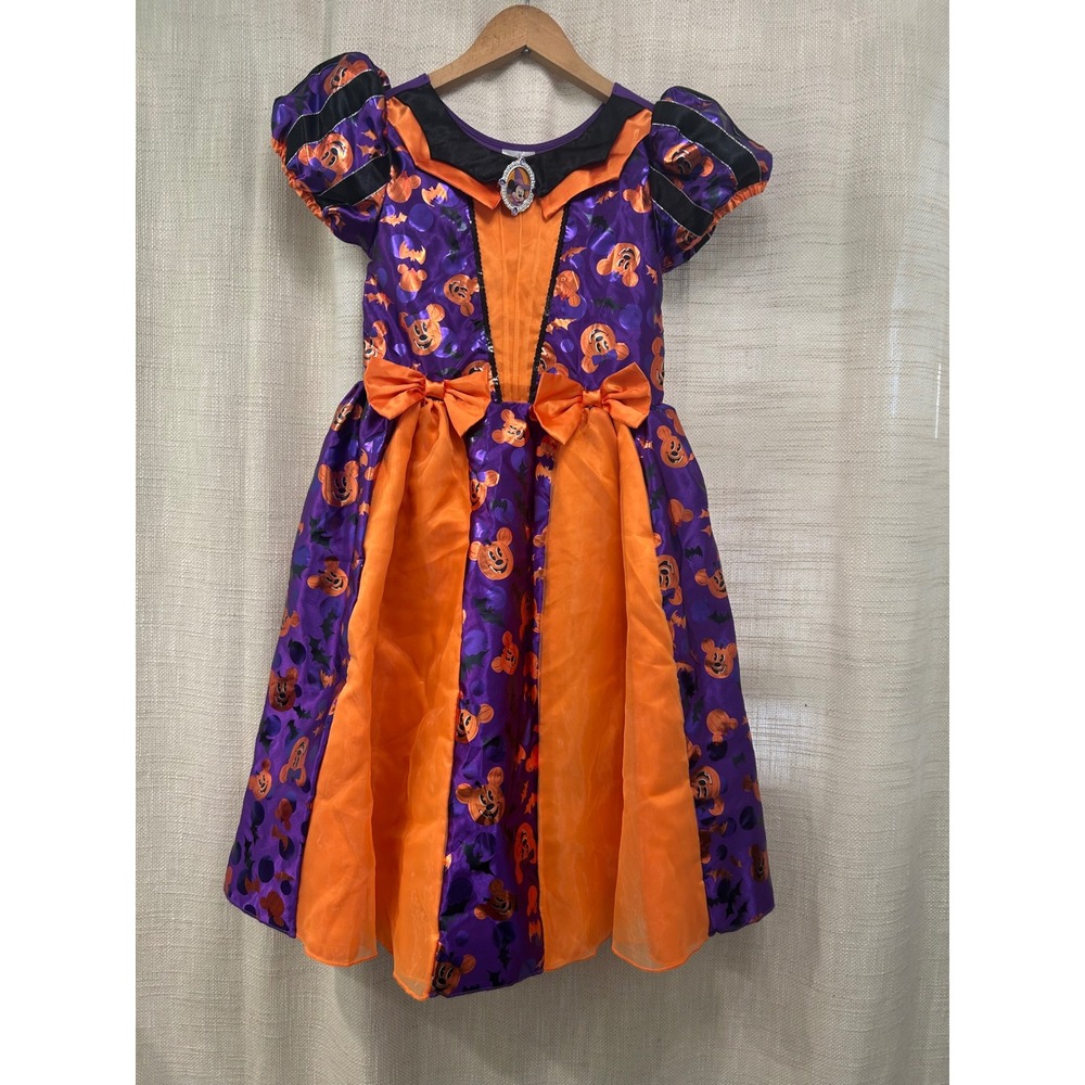 Disney Store Parks Minnie Mouse Girls 7/8 Witch Costume and Hat Dress Up Purple